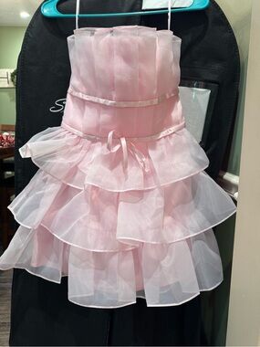 Hello Molly Pink Tiered Organza Mini Dress Sz S